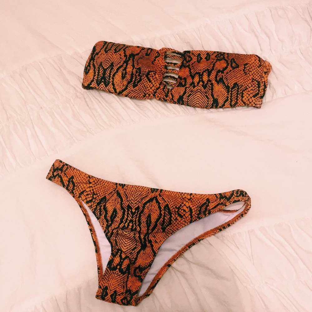 Gray Suede brand new snake skin bikini